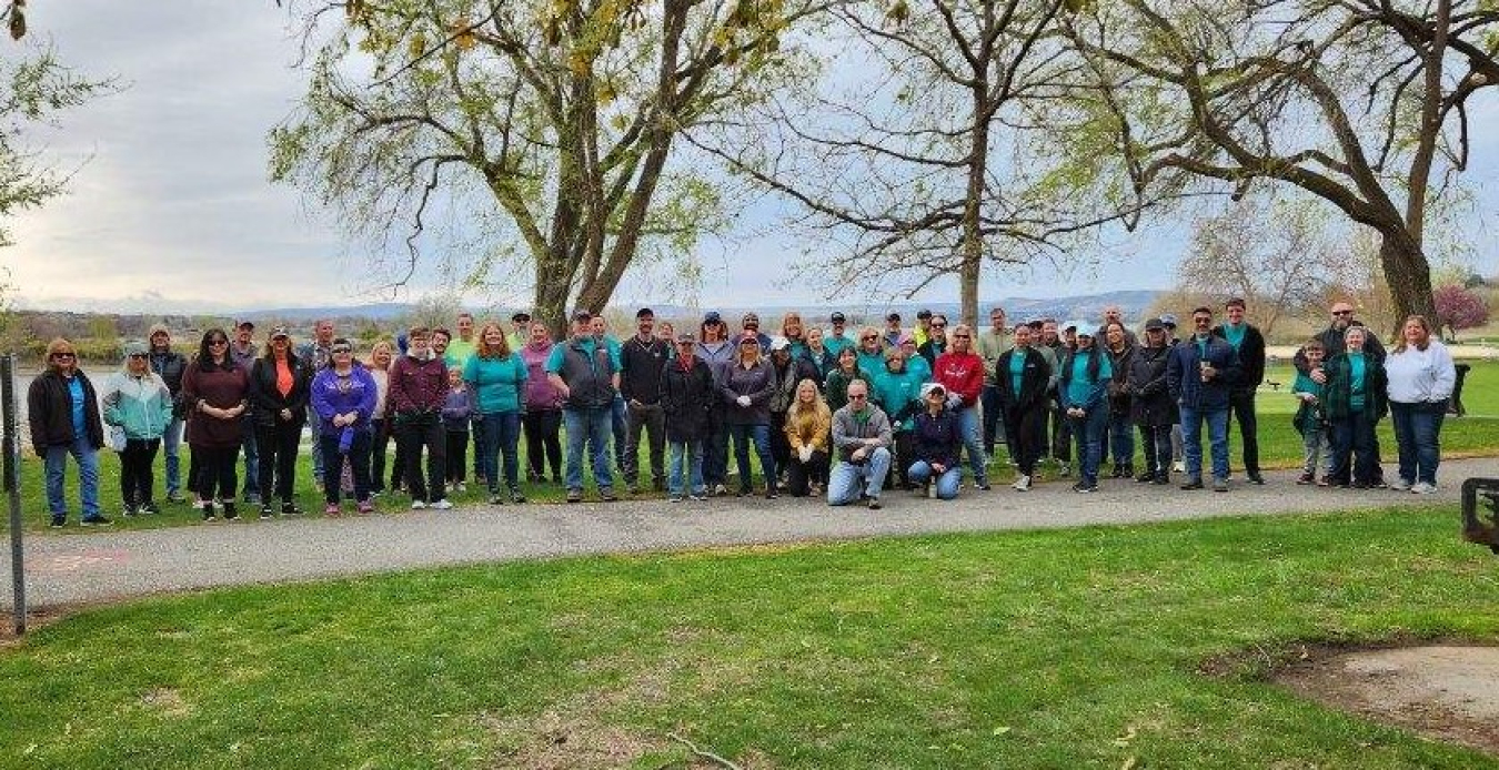 More than 70 volunteers with the local EM office and Hanford Site contractors joined forces to fill dozens of trash bags with litter during a One Hanford Earth Day cleanup event at a park in Richland, Washington.