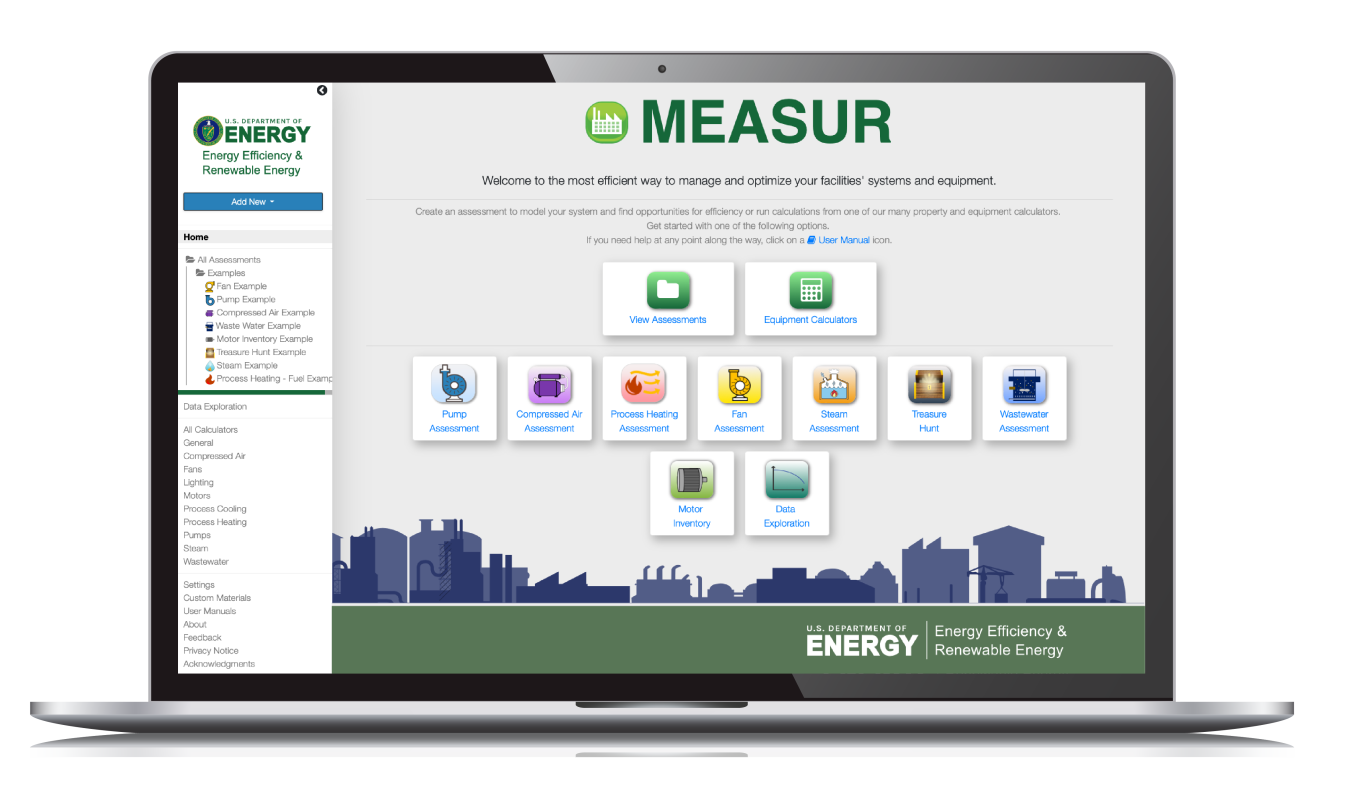 Laptop showing landing page of the MEASUR tool.