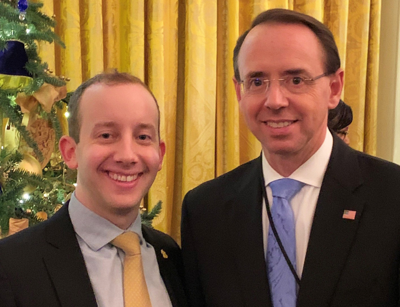 Jesse Altum and Rod Rosenstein at a White House event.