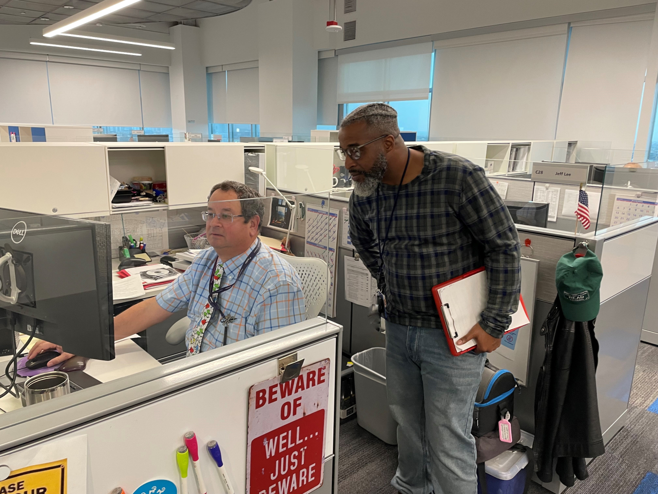 Environmental Scientist II Juan Alvarado, left, and Real-time Radiography Technician Byron Smith are pictured at work at the Molasky Center in Las Vegas.