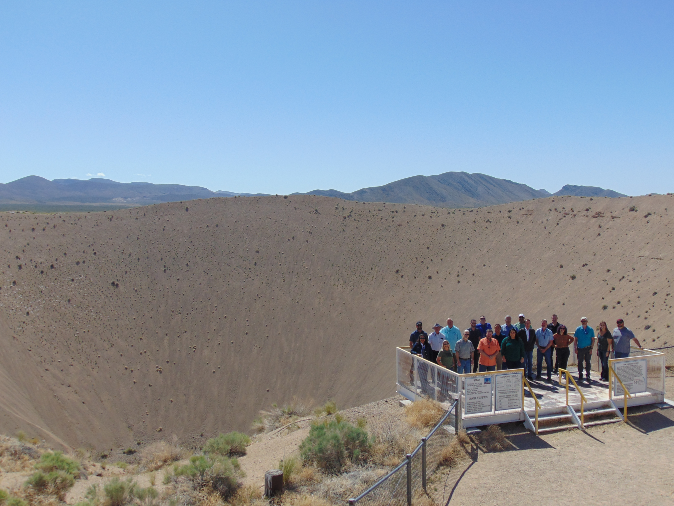 Participants in this year’s Waste Generator Workshop visited the Sedan Crater while on a tour of the Nevada National Security Sites.