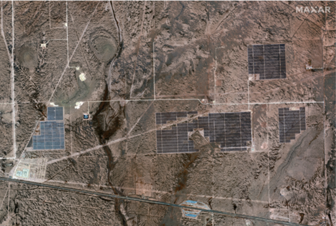 Satellite image of Roserock Solar Facility in Pecos County, Texas