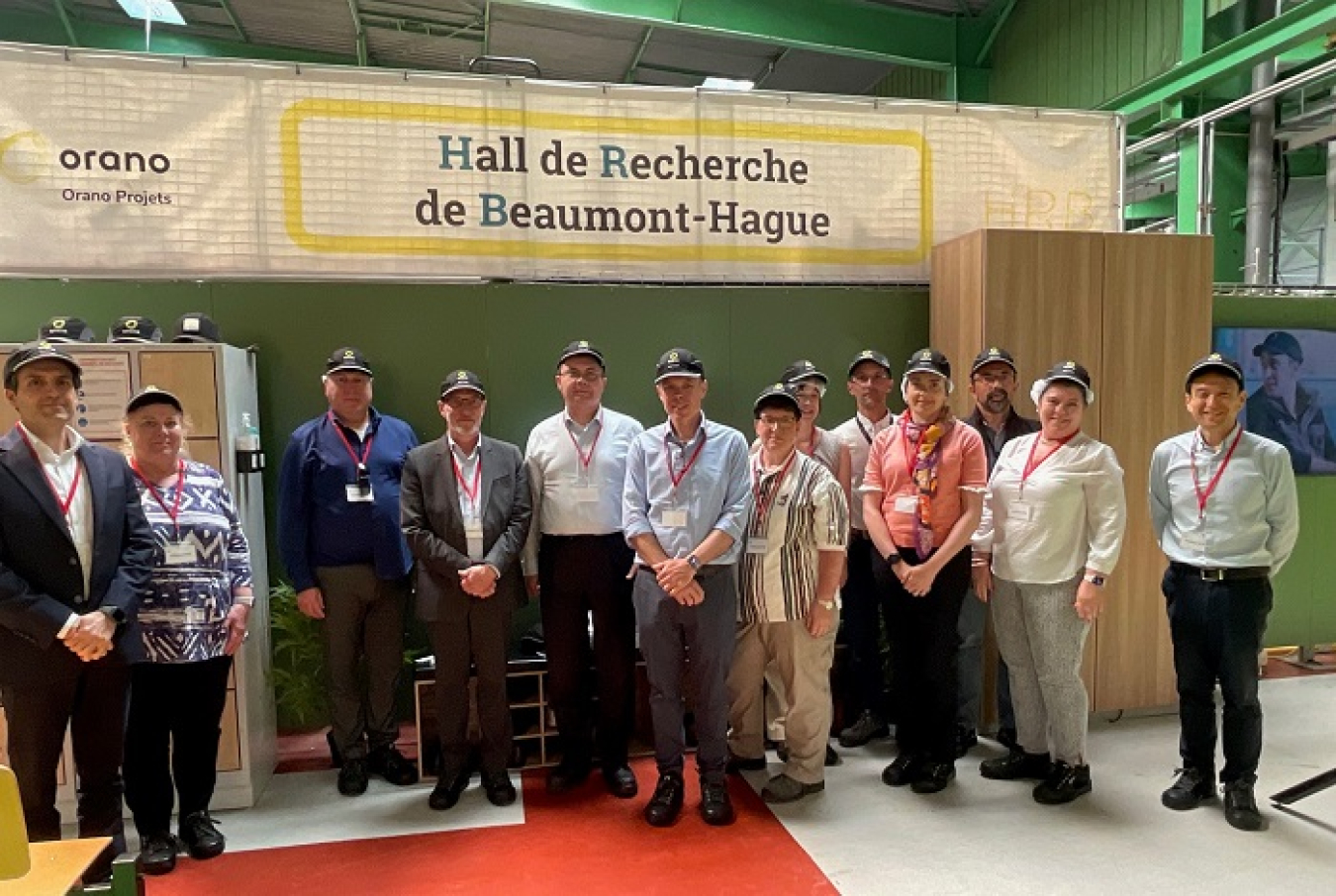 An EM team led by Senior Advisor William “Ike” White is pictured at the Research Hall of Beaumont-Hague.