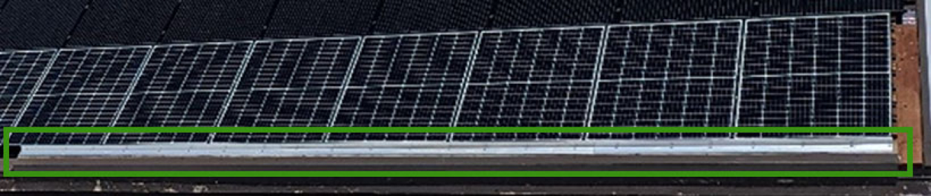 Photo of PV panels with a green box drawn around the bottom of the array.