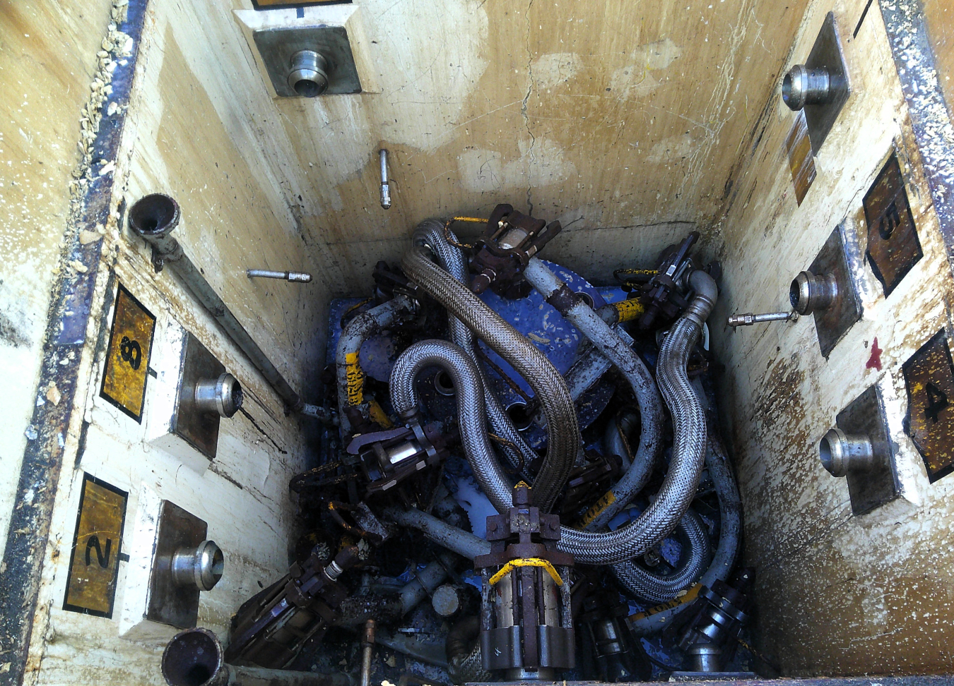 Workers with Washington River Protection Solutions dubbed this network of waste-tank connections “Medusa” because it looked like a head covered with snakes. It is pictured in November 2021 on the Hanford Site.