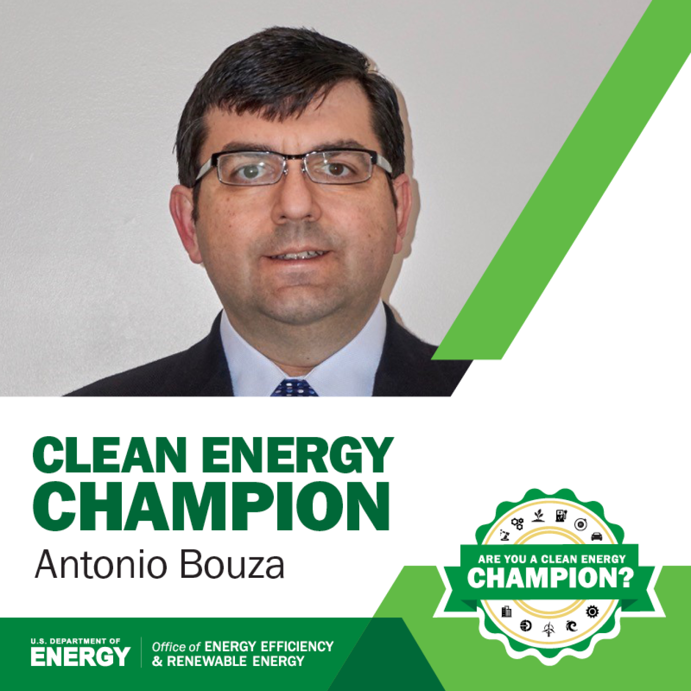 Antonio Bouza Clean Energy Champions graphic