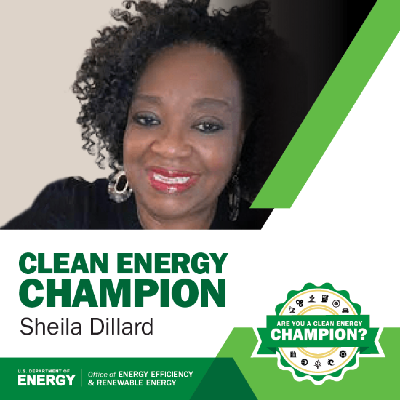 Sheila Dillard Clean Energy Champions graphic