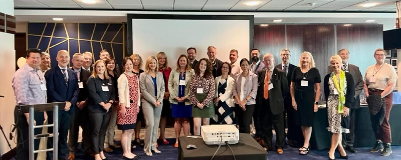 Participants in a workshop focused on stakeholder engagement gather for a photo. Representatives from EM, the United Kingdom’s Nuclear Decommissioning Authority and Canada’s Atomic Energy of Canada Limited took part in the event.