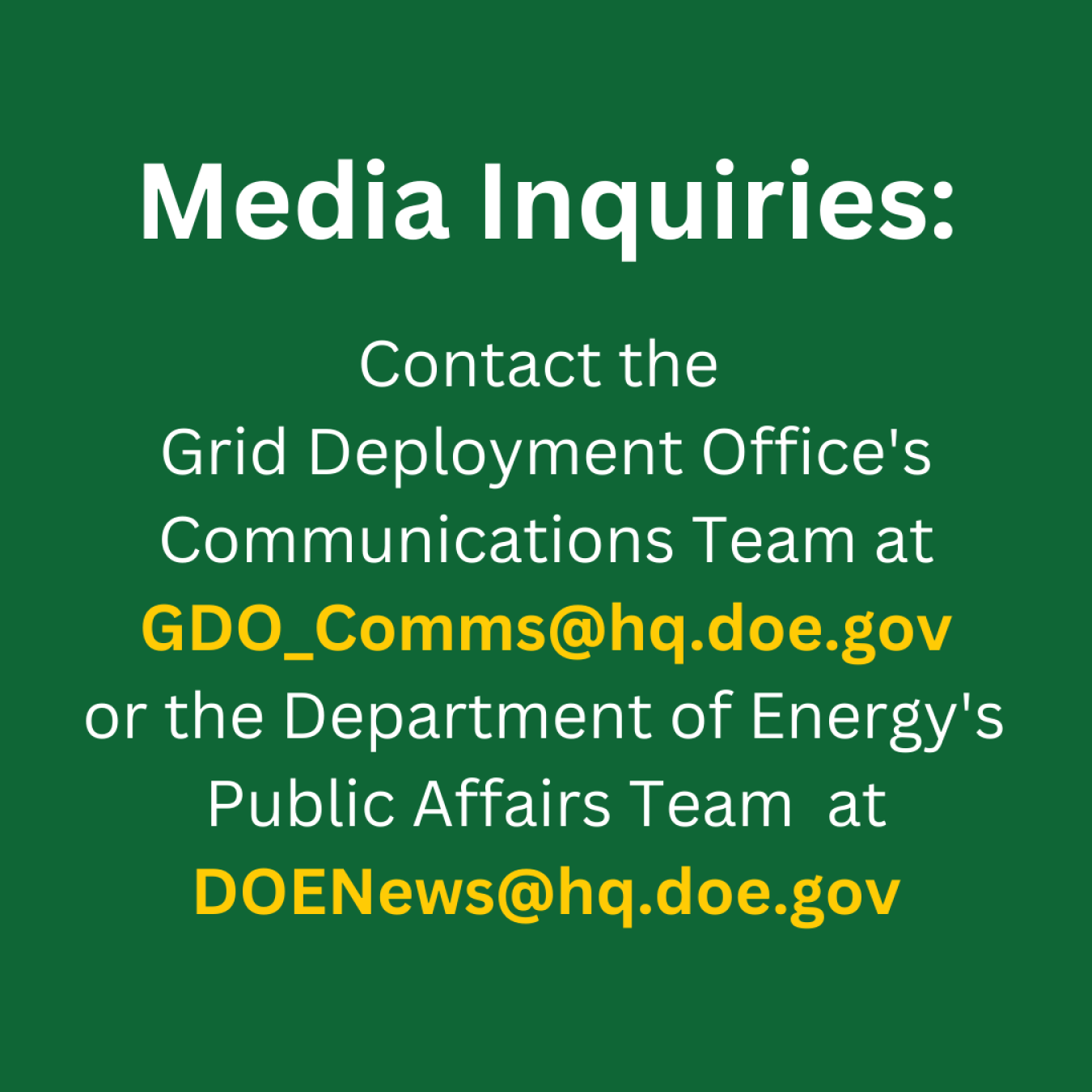 Image that includes email addresses for GDO and DOE