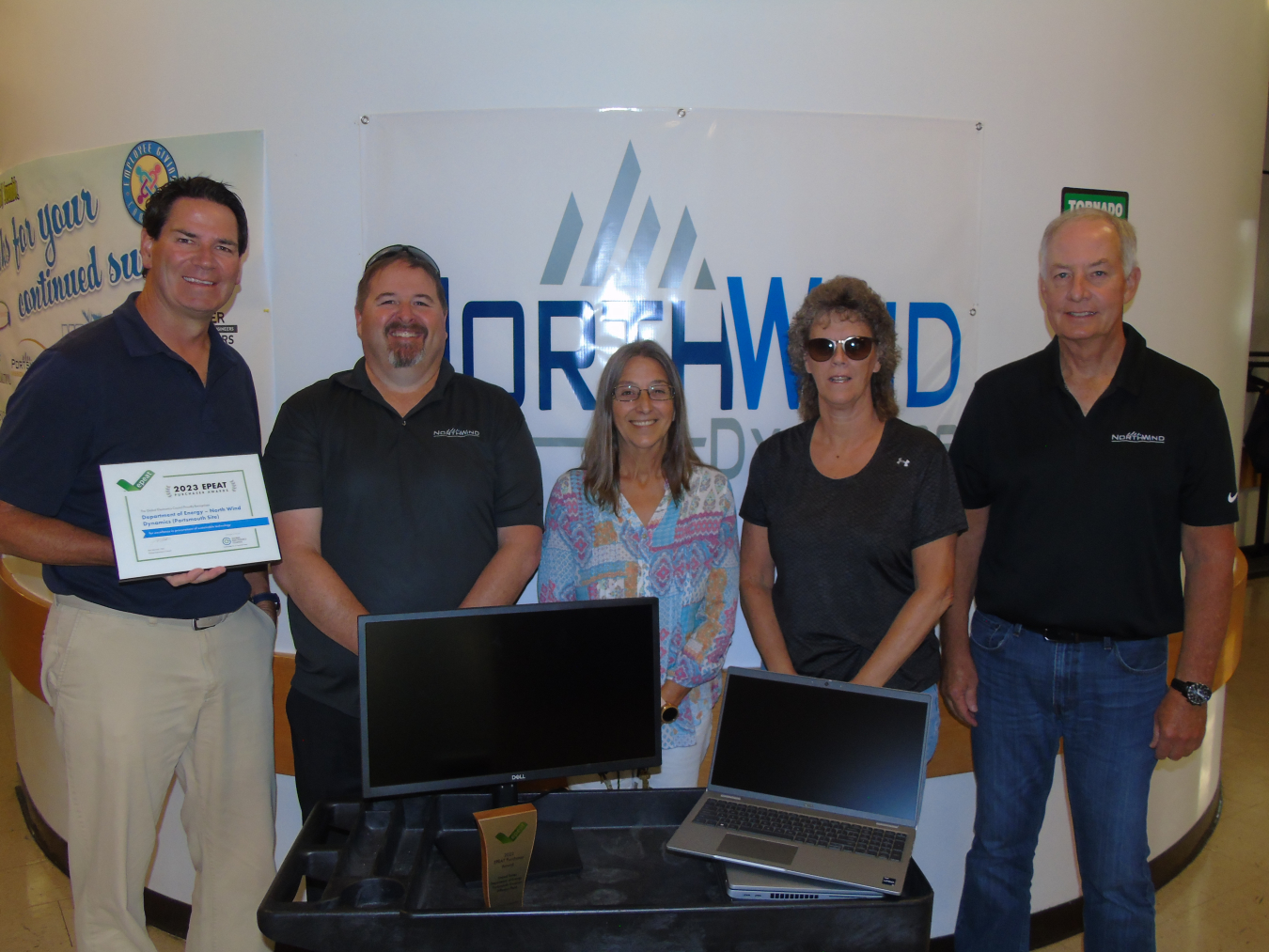 The North Wind Dynamics team, from left, are Matt Miller, environment, safety, health, and quality manager; Bret Childers, information technology manager; Stephanie Puckett, procurement lead; Melinda Noel, process administrator; and Damon Detillion, project manager.