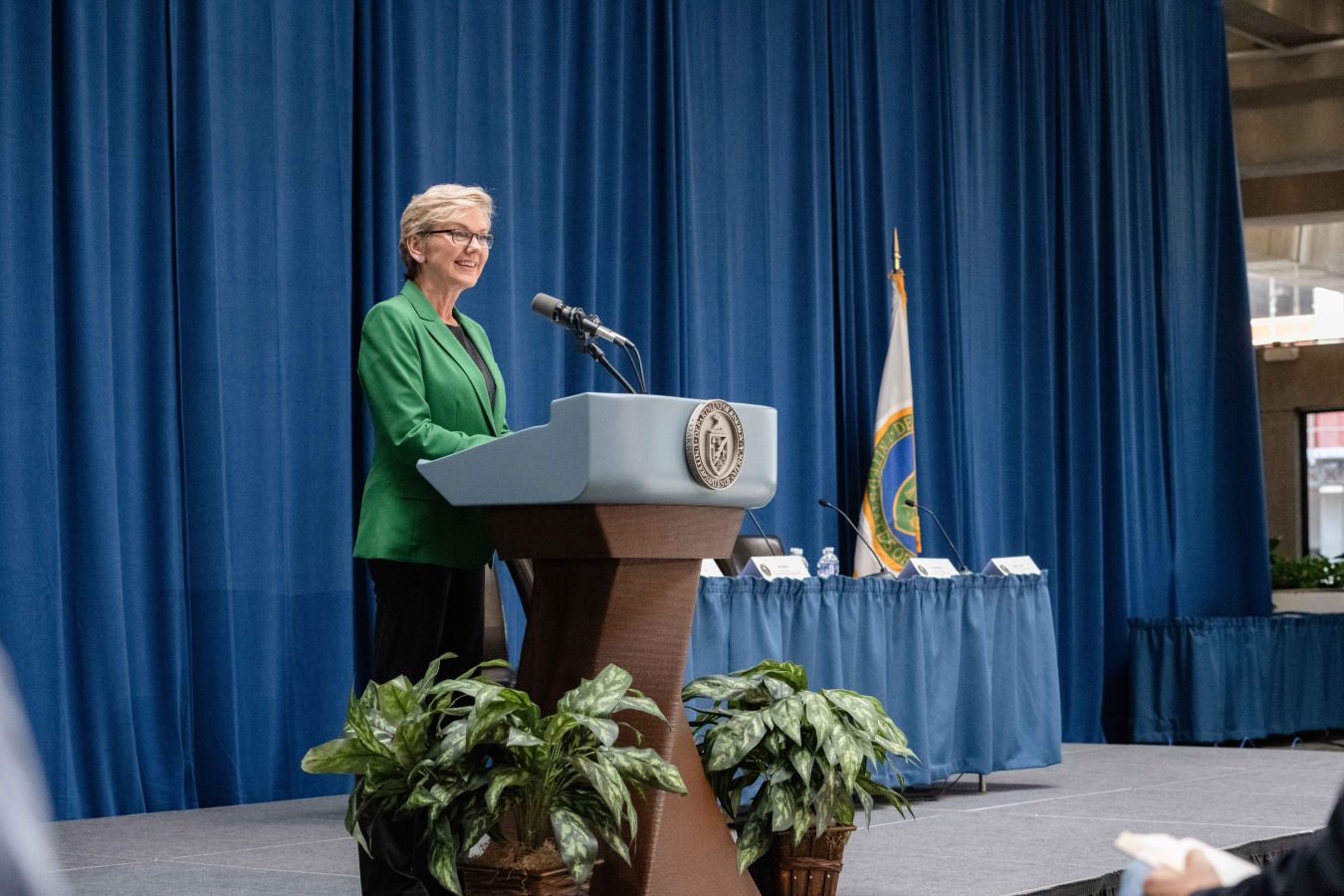 Energy Secretary Jennifer Granholm speaks at "Cleanup to Clean Energy" Industry Day held July 28.