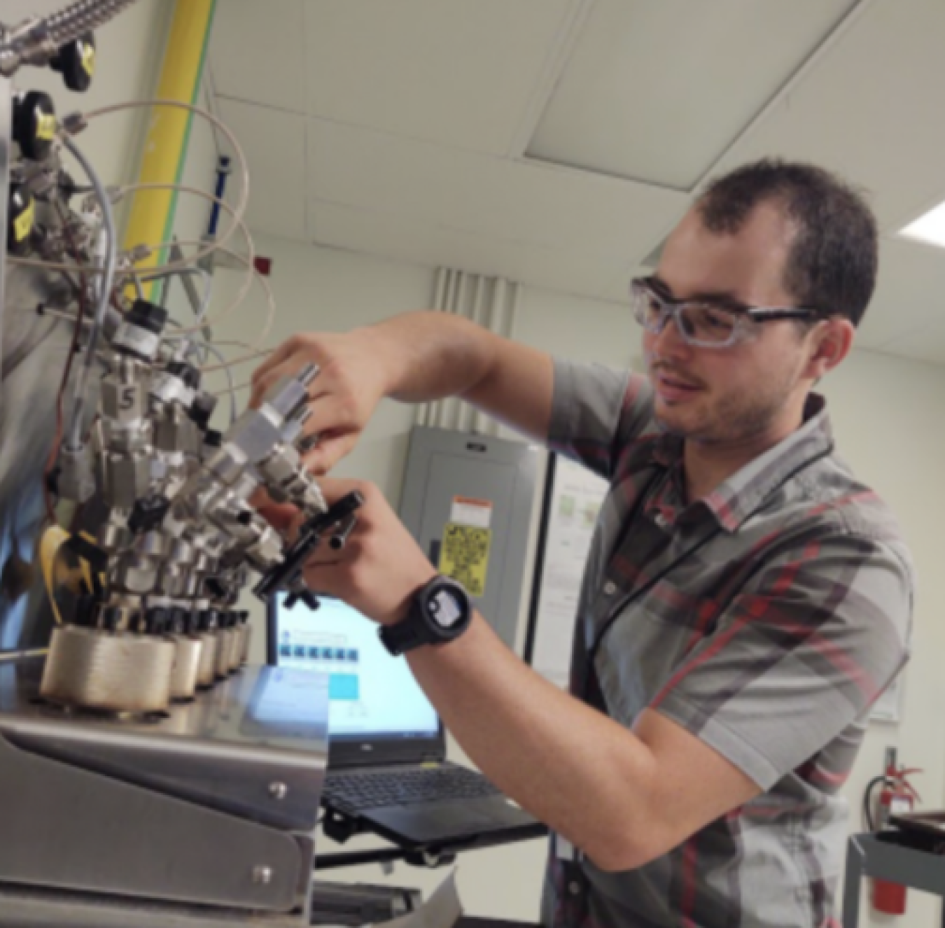 Kevin running experiments while at NREL. 