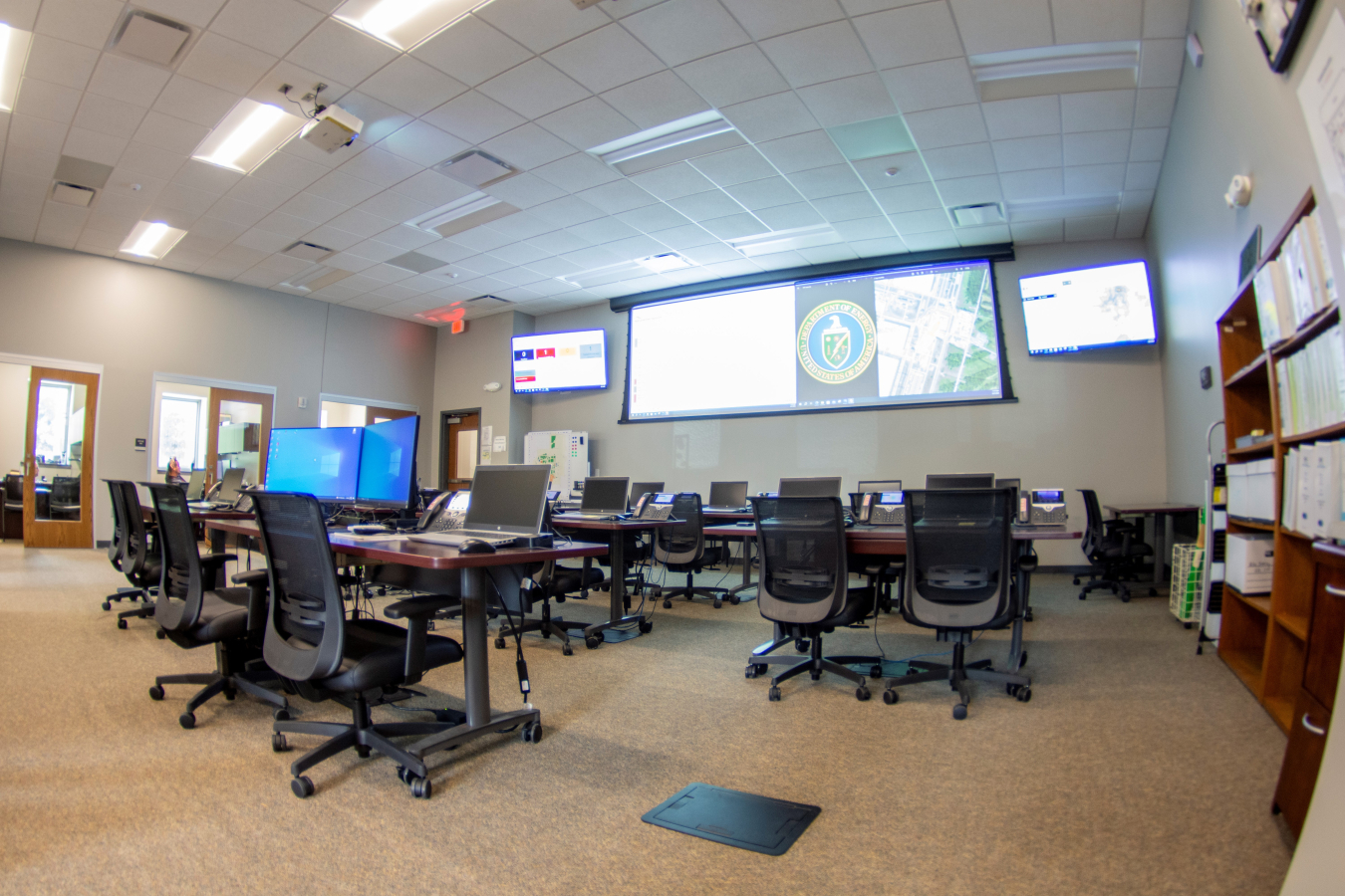 Emergency management personnel have begun the process of configuring the Emergency Operations Center for activation. Work stations and information technology networks are being set up and tested to prepare for the center’s cadre training and familiarization of the new facility.