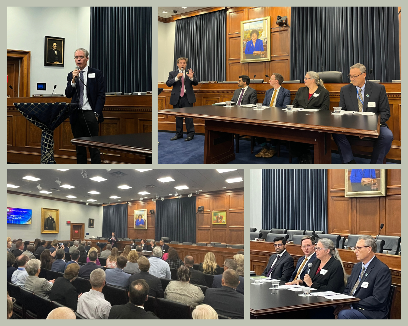 Collage of panelists and speakers