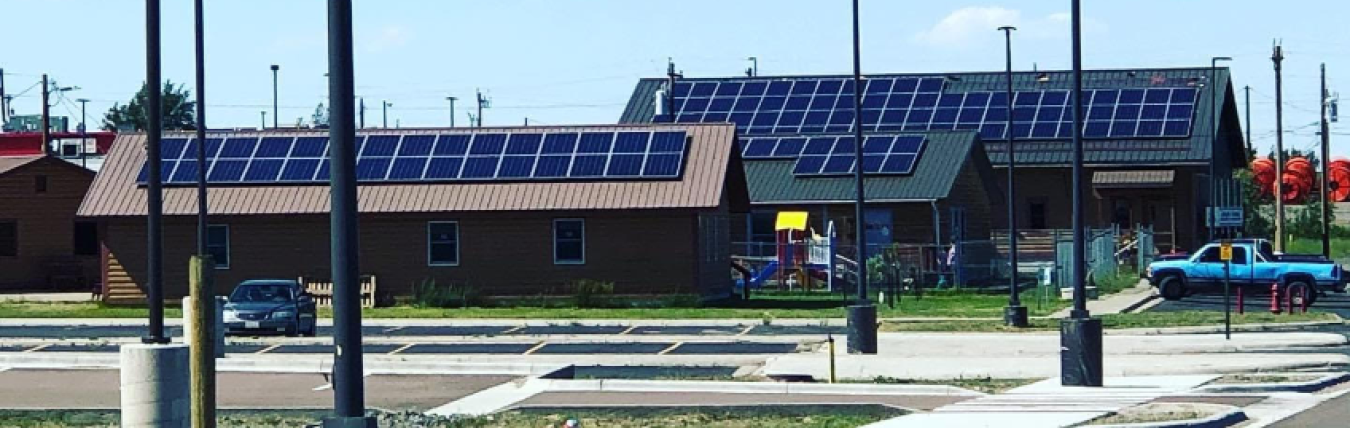 Solar panels on three college buildings.