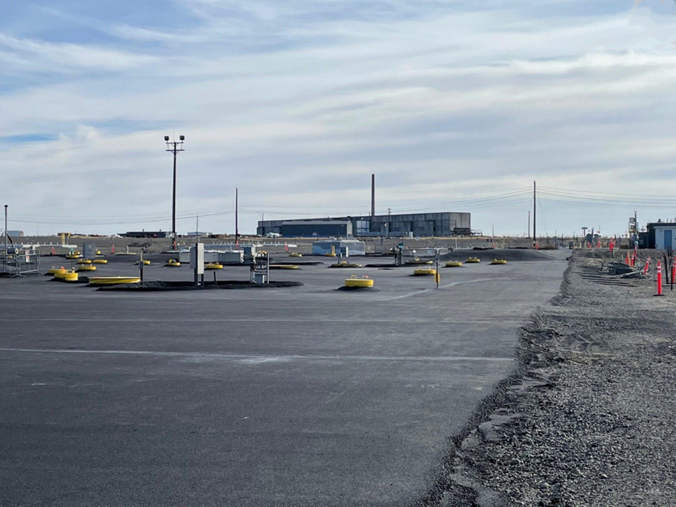 A new interim surface barrier recently installed over the Hanford Site’s U Tank Farm.