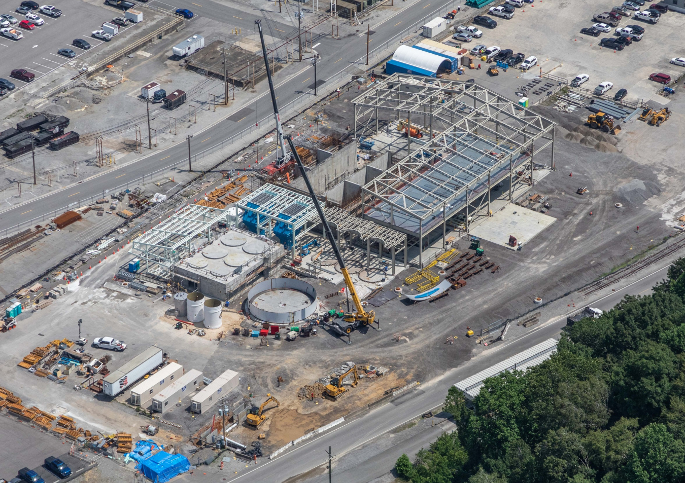 Aerial view of treatment plan construction