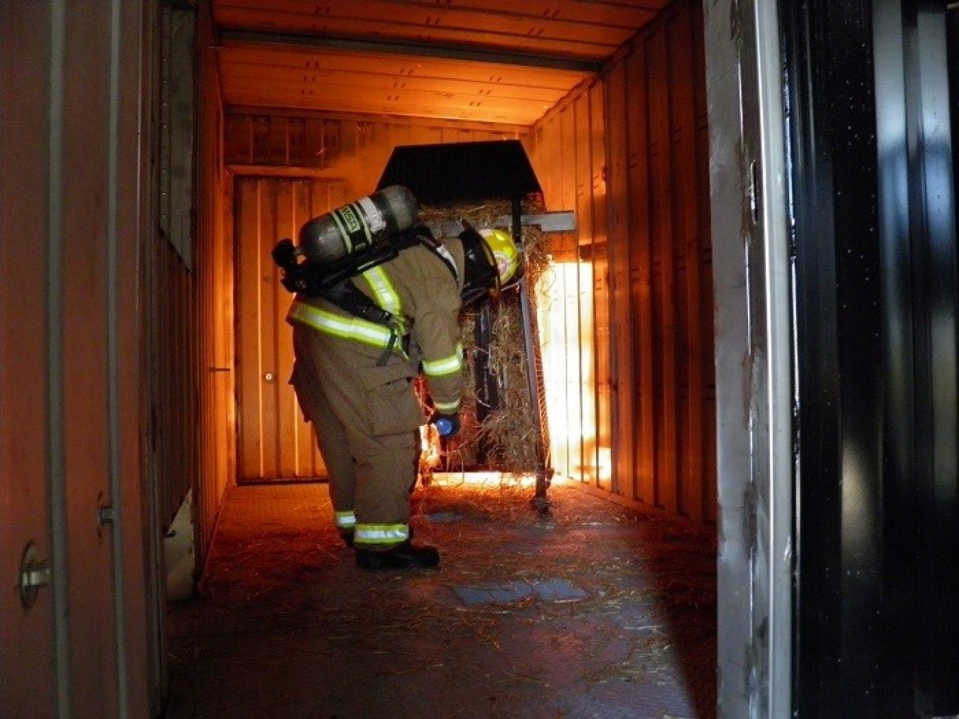 Firefighters at EM’s Portsmouth Site recently conducted the first live-fire training in a newly constructed training facility.