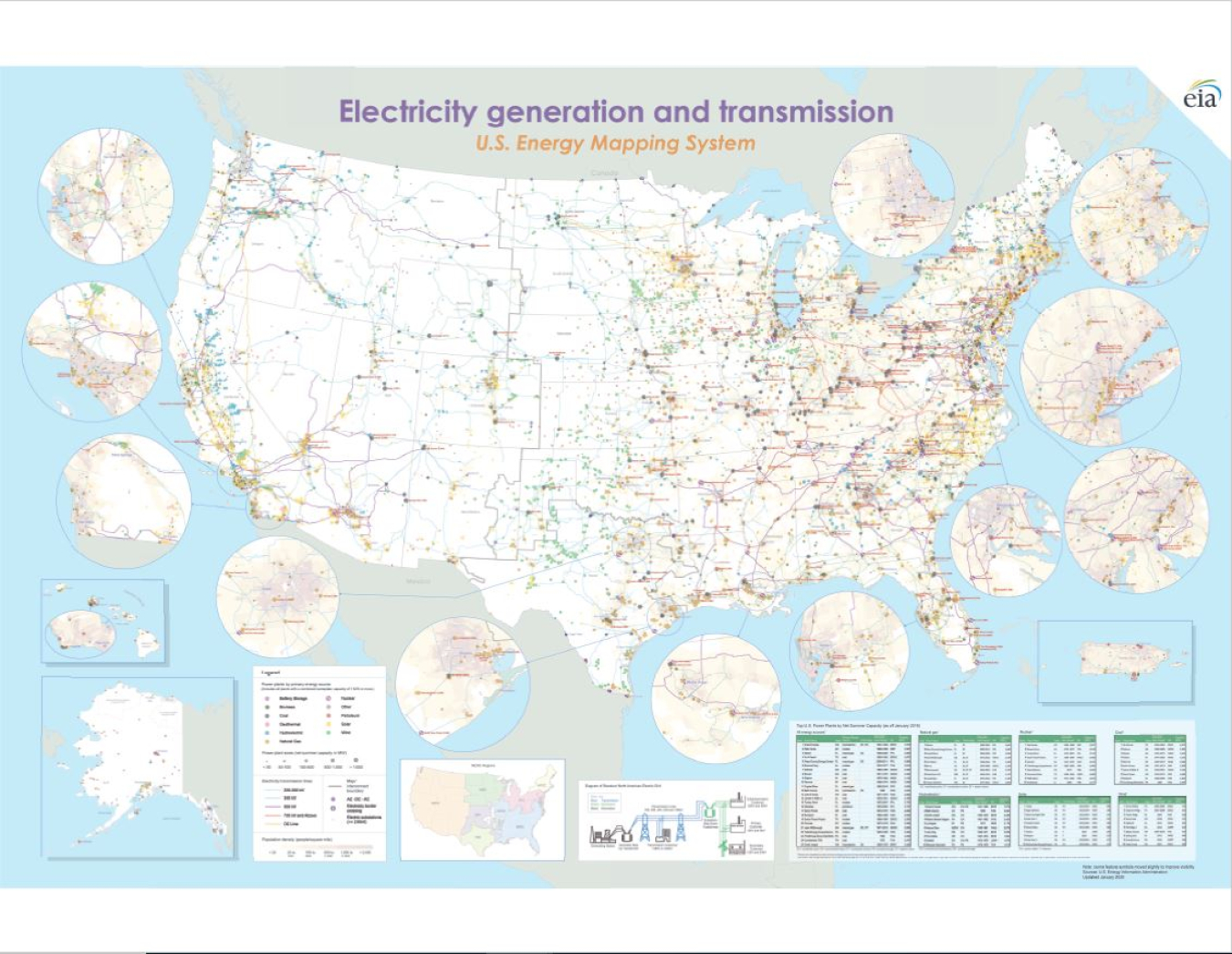 Electricity generation and transmission map