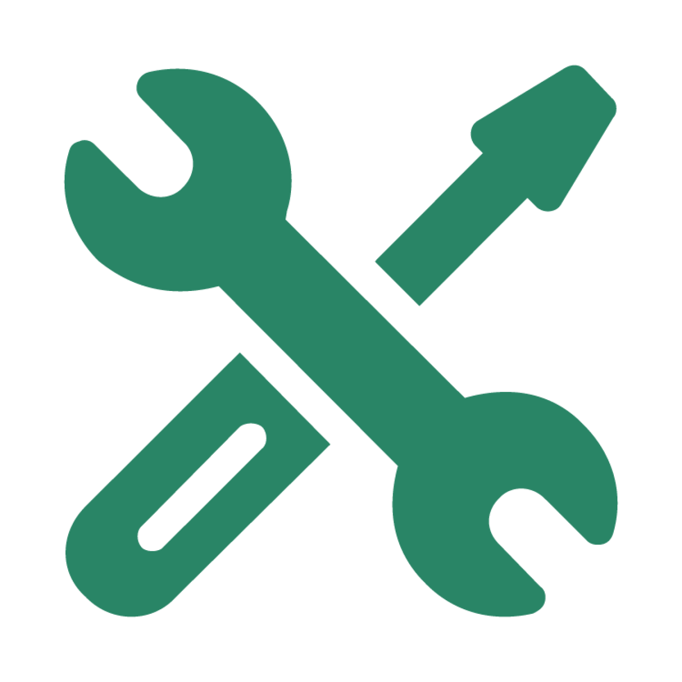 An icon of a crossing screwdriver and wrench