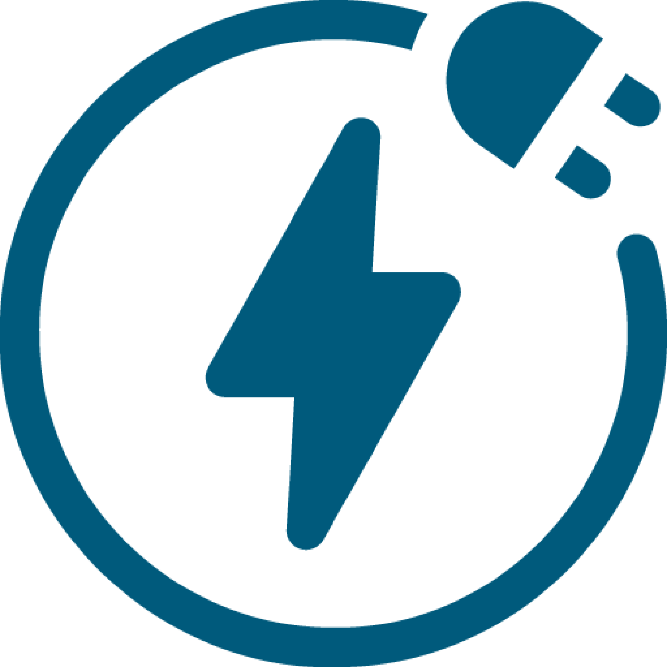 An icon of a lightning bolt surrounded by an electrical cord and plug