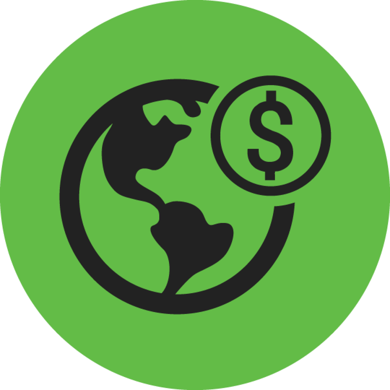 a graphic showing a globe with a dollar sign on it.