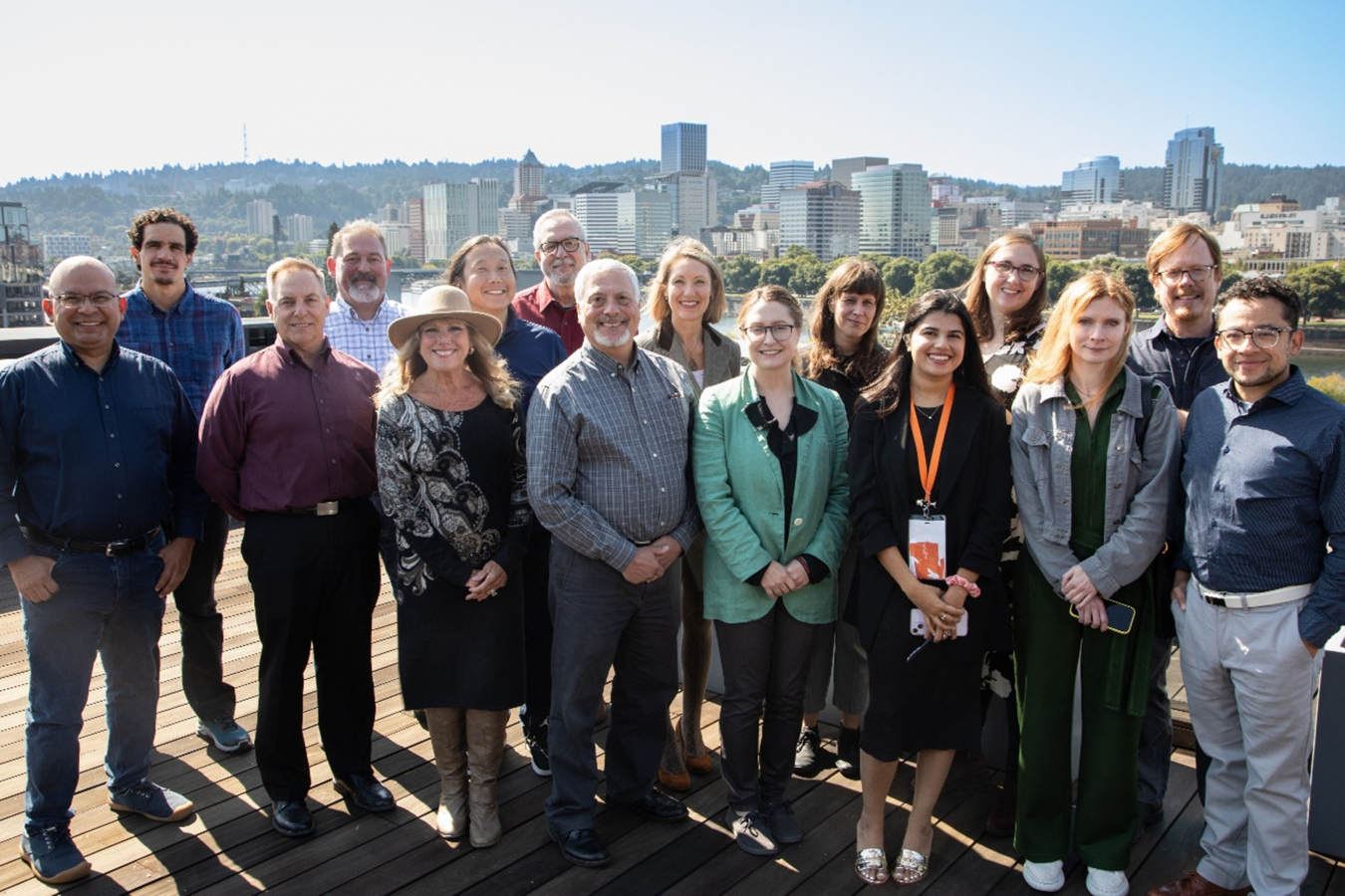 Mentors, judges, and Cascadia Cleantech Accelerator (CCA) companies attending the hybrid 2023 CCA cohort final company pitches, signaling the official wrap-up of this year’s cohort and the graduation of supported companies from this program.