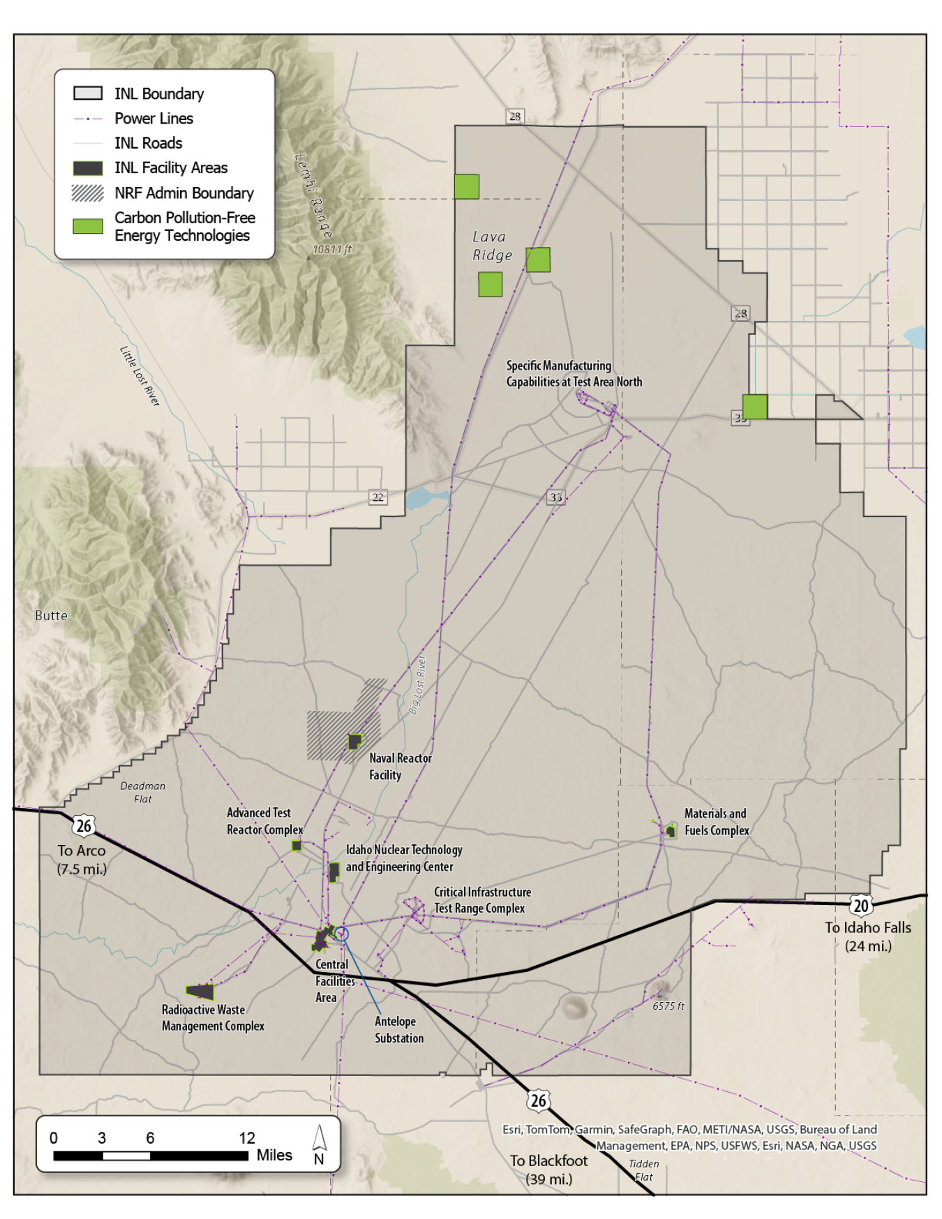 Map of the Idaho National Laboratory (INL) site.