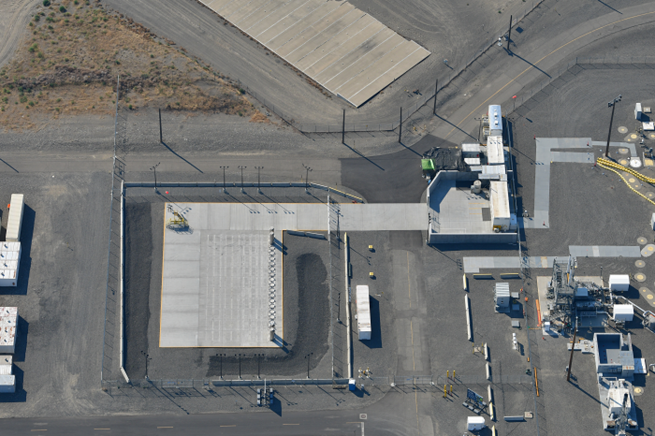 Aerial photo of storage pad and surrounding area.