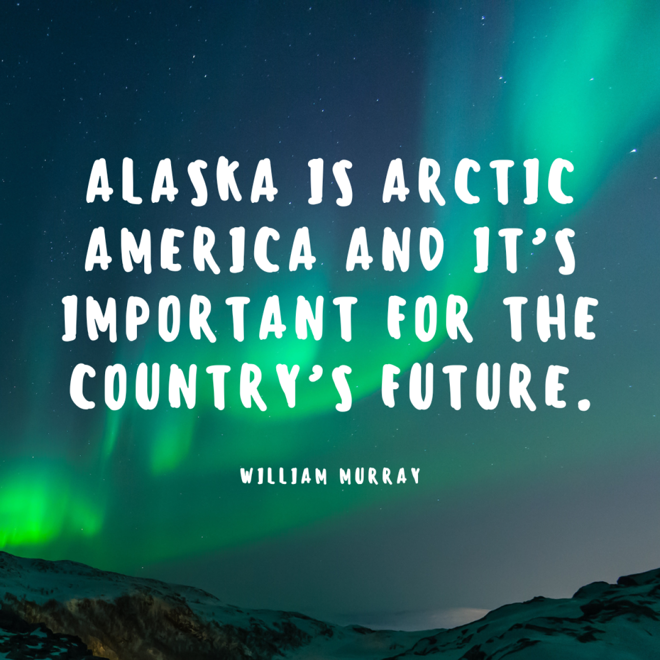 Text that reads "Alaska is Arctic America and it's important for the country's future."