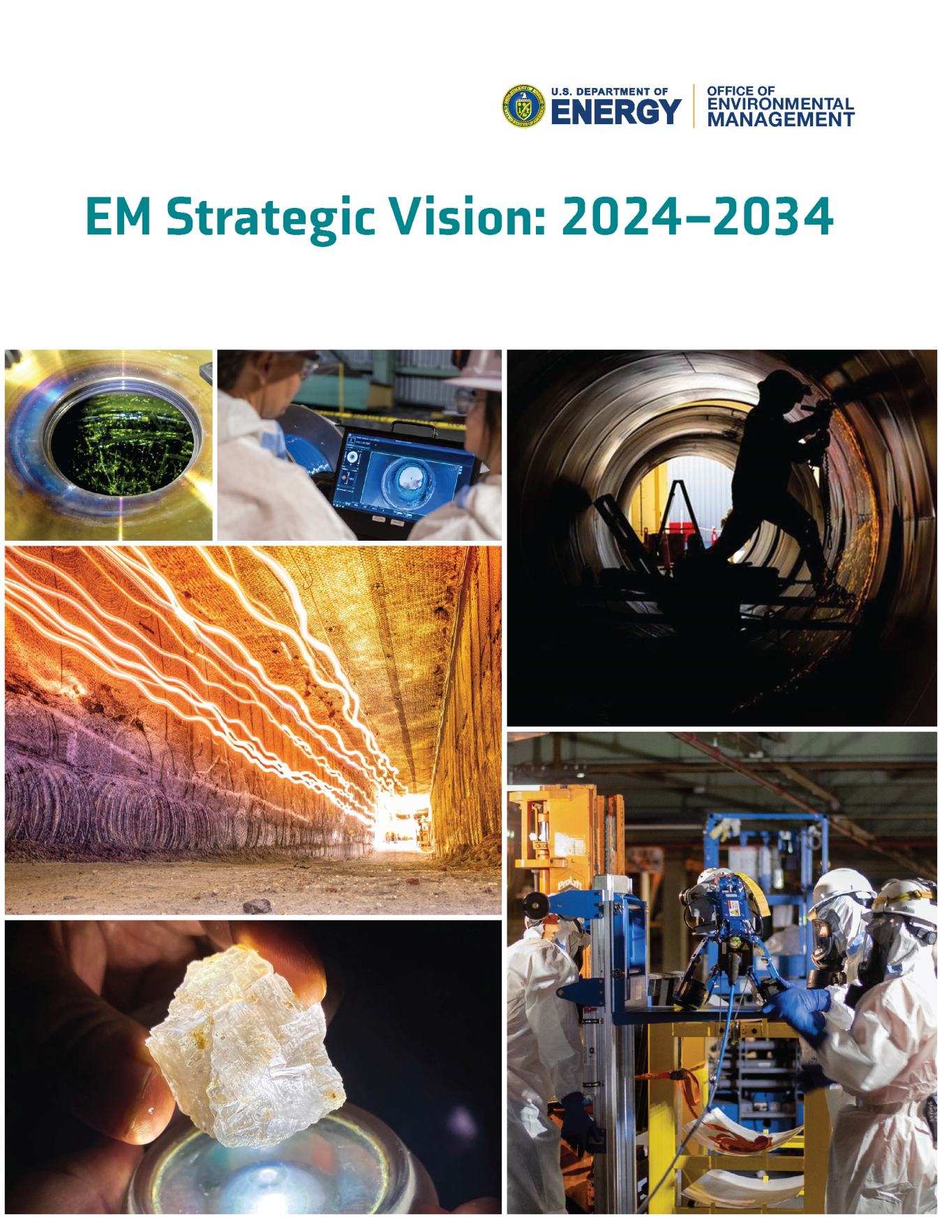 Collage of pictures and text reading "EM Strategic Vision: 2024-2034"