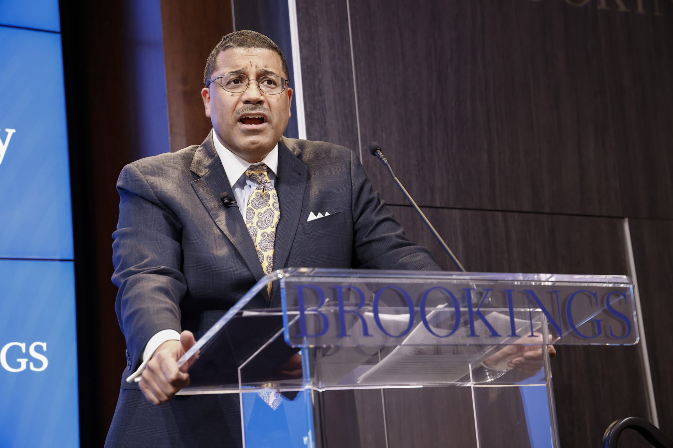 Frank Rose speaking at the Brookings Institution