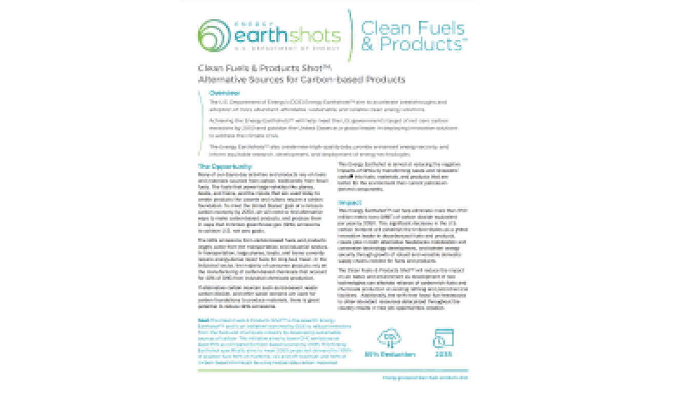 screenshot of Clean Fuels & Products Shot™  Fact Sheet 