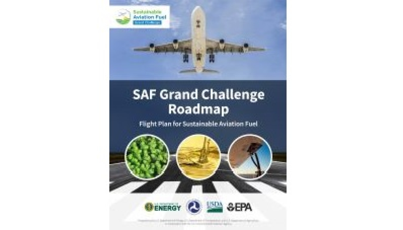 A screenshot of the Sustainable Fuel Grand Challenge Roadmap: Flight Plan for Sustainable Aviation Fuel Report 