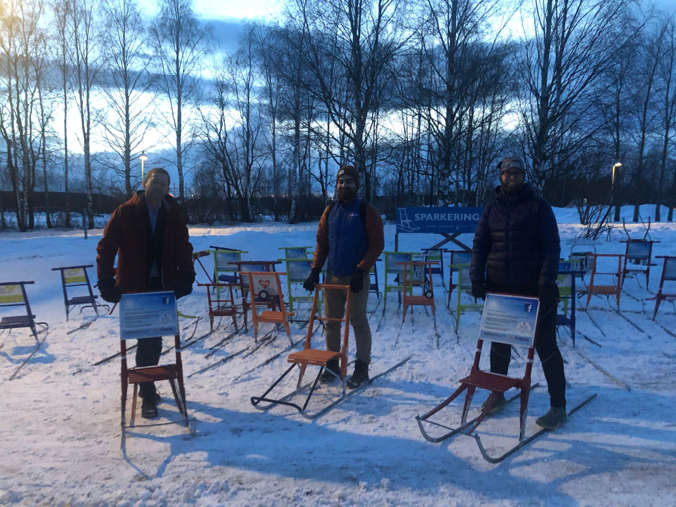 A break from meetings - kick sledding on the lake in Pitea, Sweden.