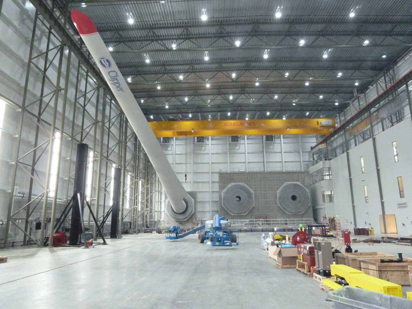 a wind turbine being tested at a commercial facility