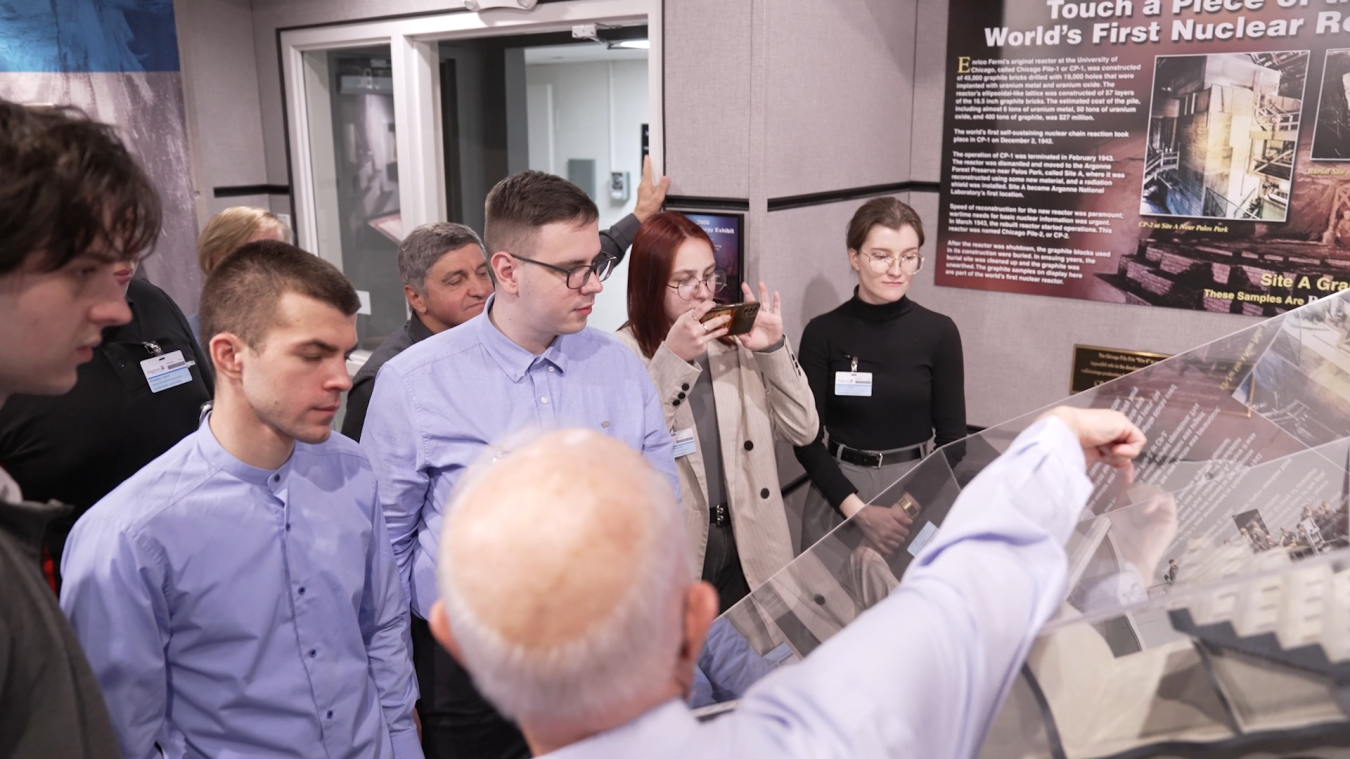 Interns tour nuclear energy exhibits at Argonne National Laboratory.