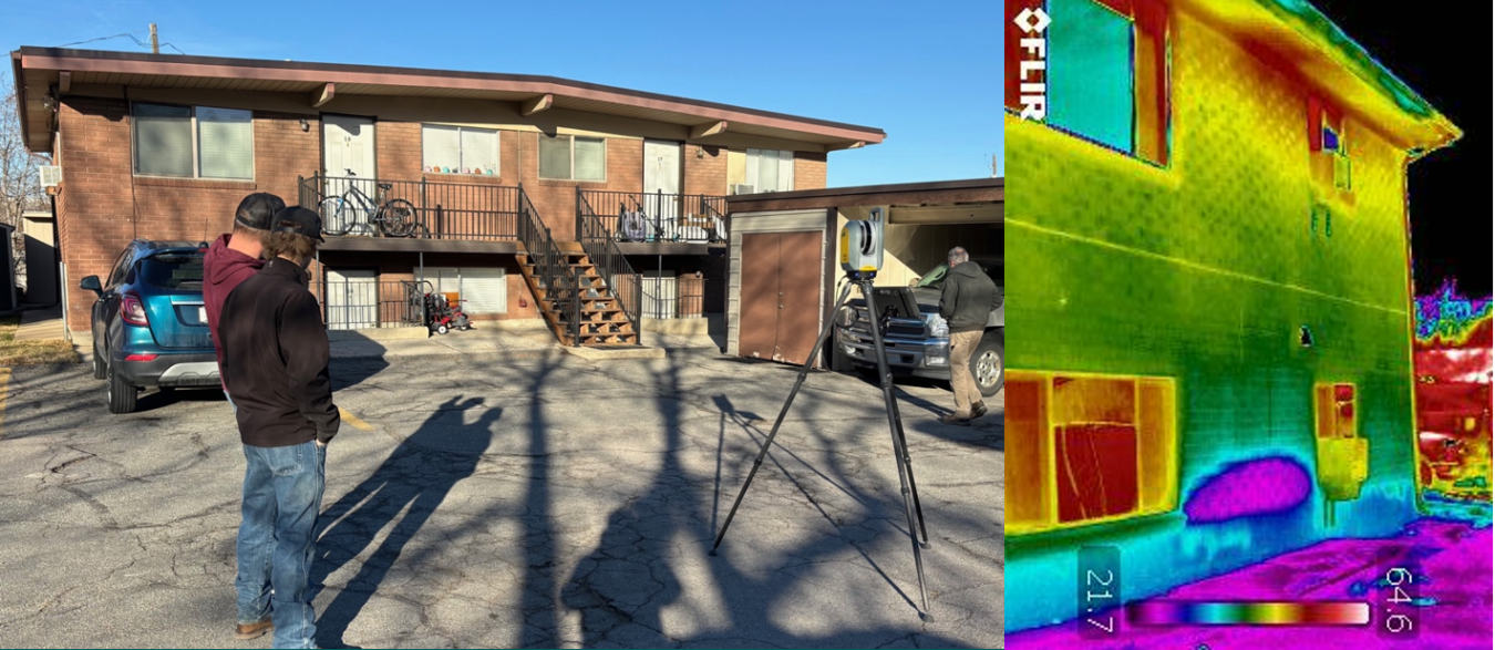 3D scanning and thermal imaging of retrofit demonstration pilot site in Murray, Utah.