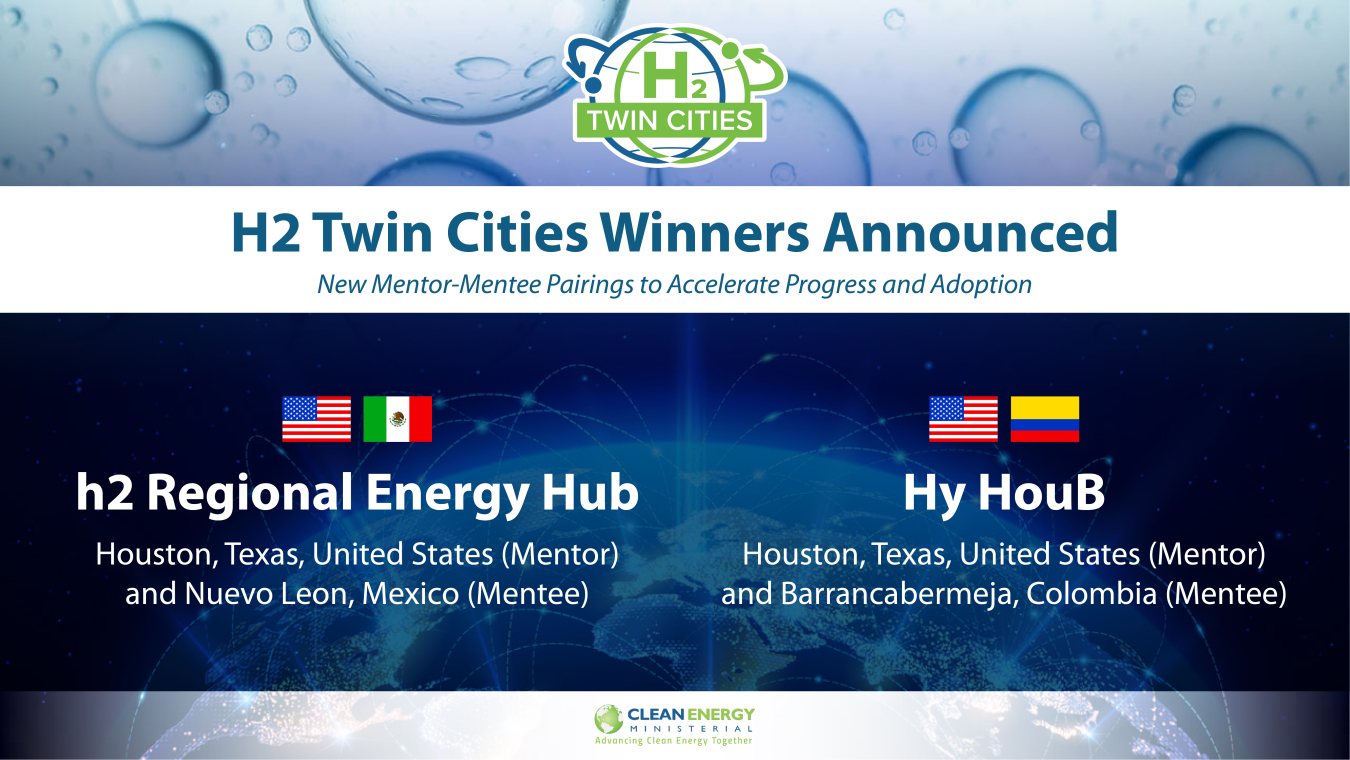 H2 Twin Cities Winners Announced: New Mentor-Mentee Pairings to Accelerate Progress and Adoption: h2 Regional Energy Hub (United States and Mexico) and Hy HouB (United States and Colombia)