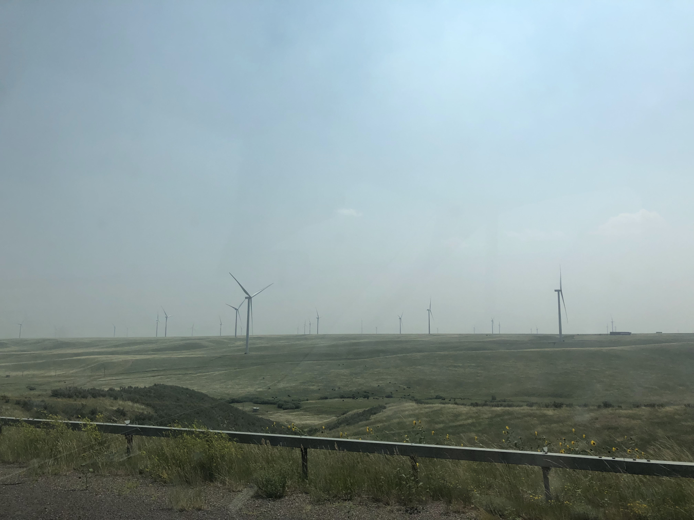 Wind turbines on a hill