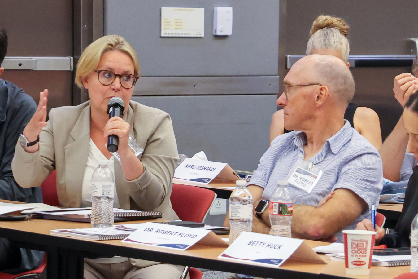 Ambassador Ann-Sofie Nilsson of Sweden talks about the NNSA’s Defense Programs missions while the CTBTO’s Dr. Floyd listens.