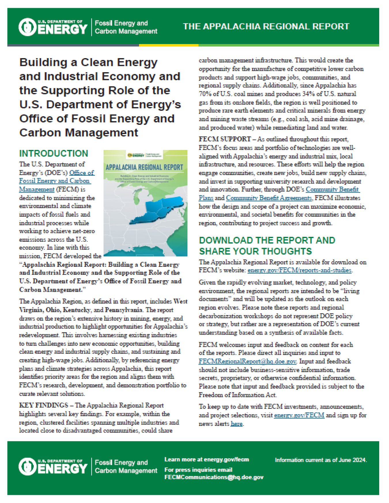 FECM Regional Report Fact Sheet