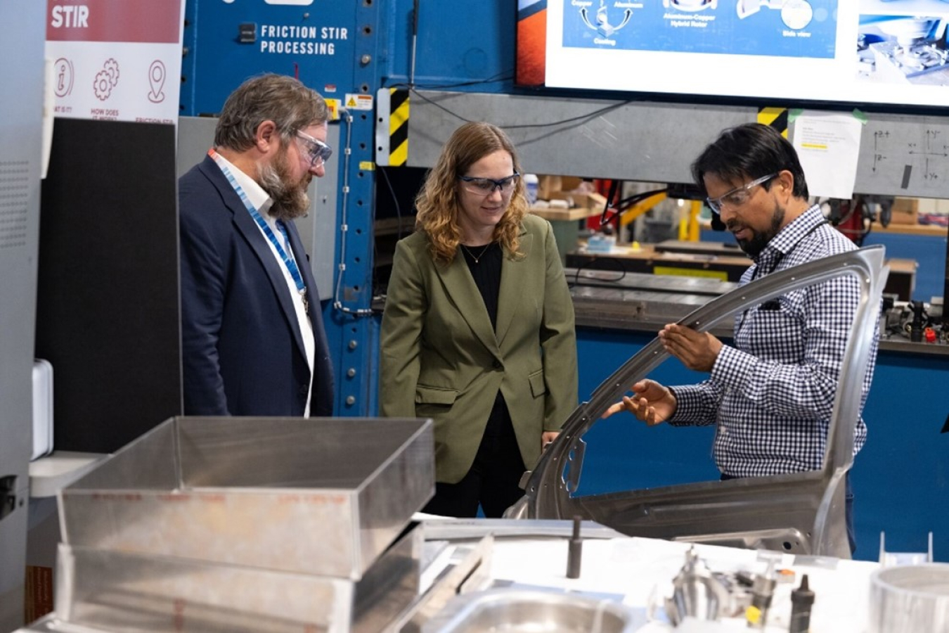 VTO Director Austin Brown and Deputy Director Sarah Ollila tour PNNL's new Sustainable Advanced Manufacturing facility. Photo courtesy of Graham Bourque, PNNL.