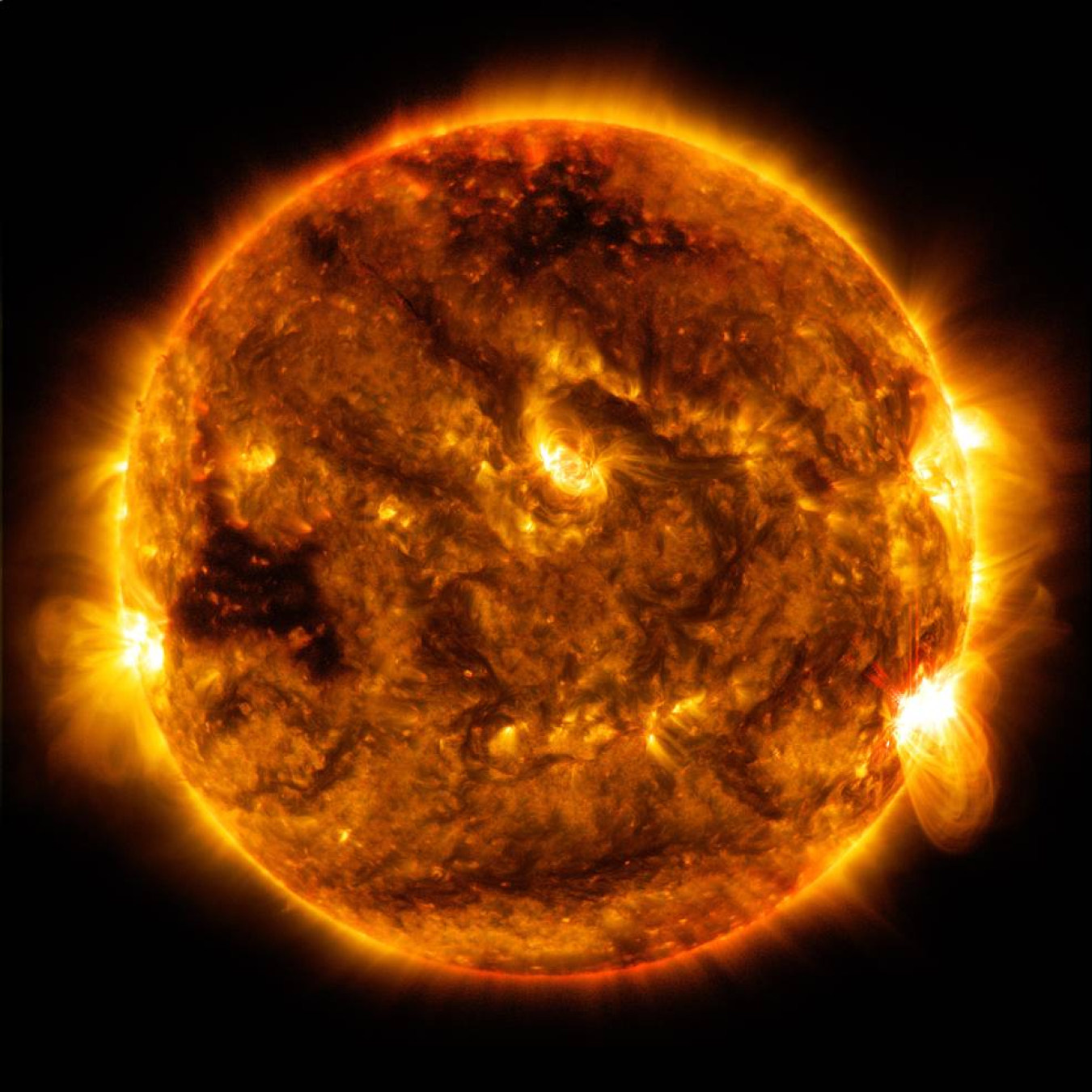 The Sun is an enormous ball of burning plasma involving a fusion reaction known as the proton-proton chain. In the core of the Sun, self-heating of hydrogen ions (protons) sustains the temperature of the ions above the level required for fusion to occur.