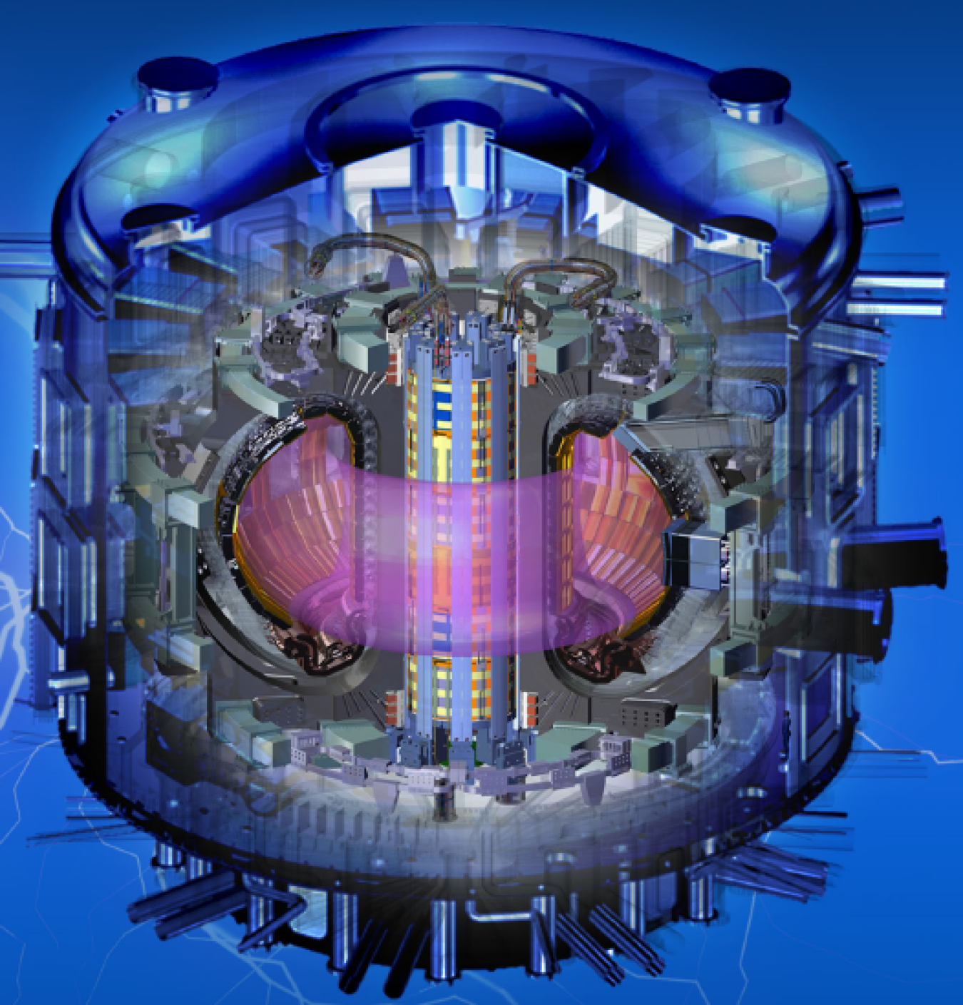 The Central Solenoid is a five-story, 1,000-ton magnet, in the center of the ITER. It consists of 22 miles of superconducting cables and will drive 15 million amperes of electrical current (millions of times more than in a house) in ITER’s plasma.