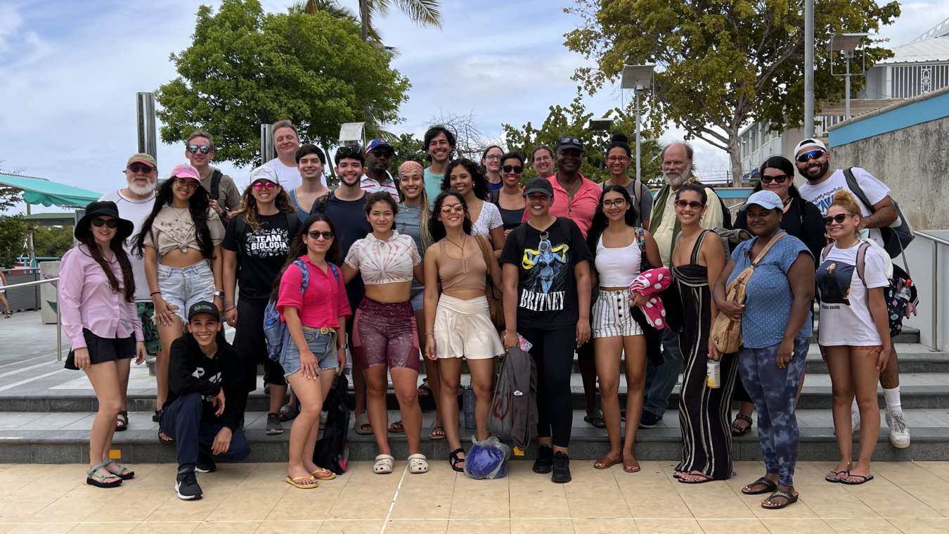 Workshop participants toured a research seaweed farm operated by Dr. Loretta Roberson of the Marine Biology Laboratory.