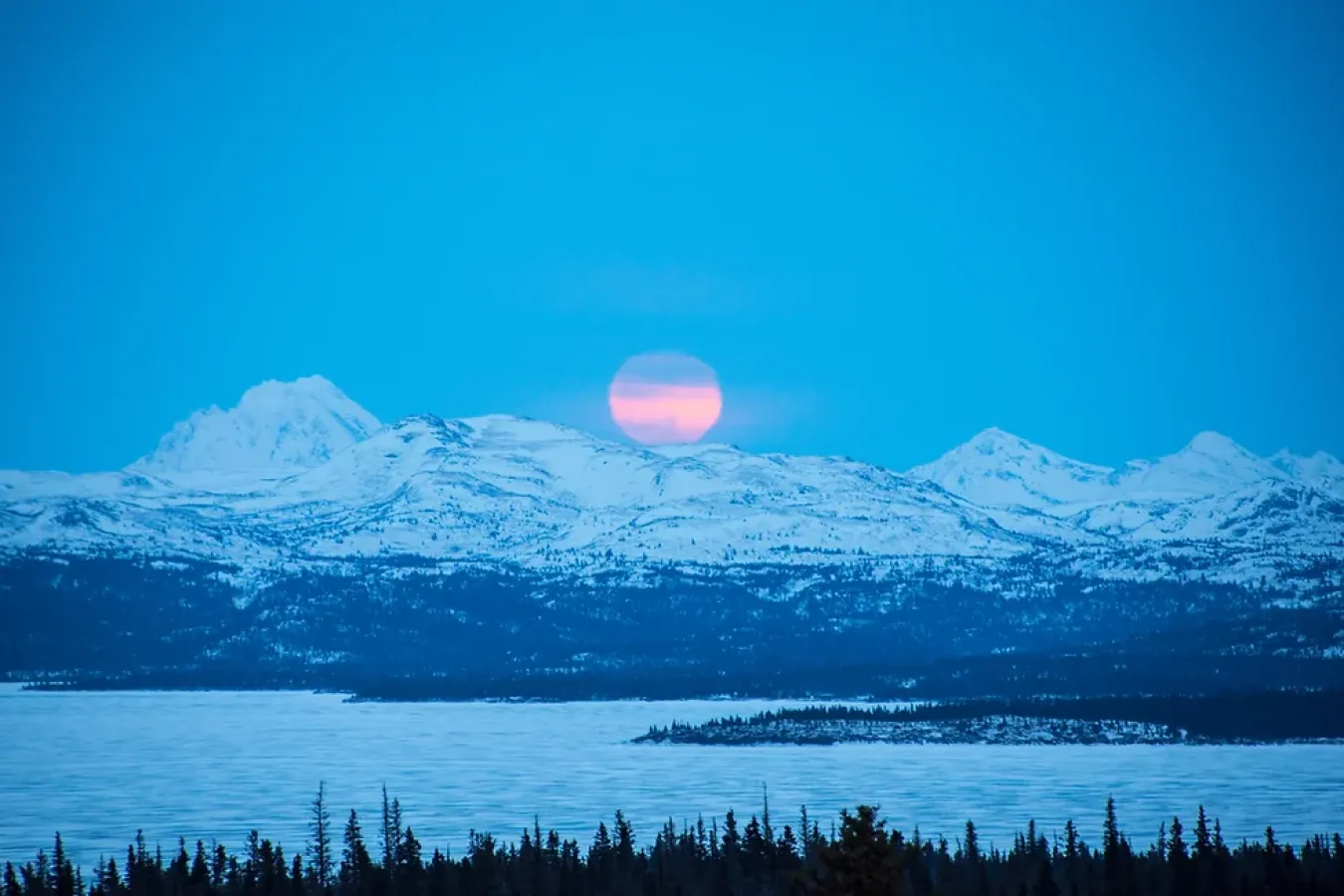 Kokhanok, Alaska at sunset.