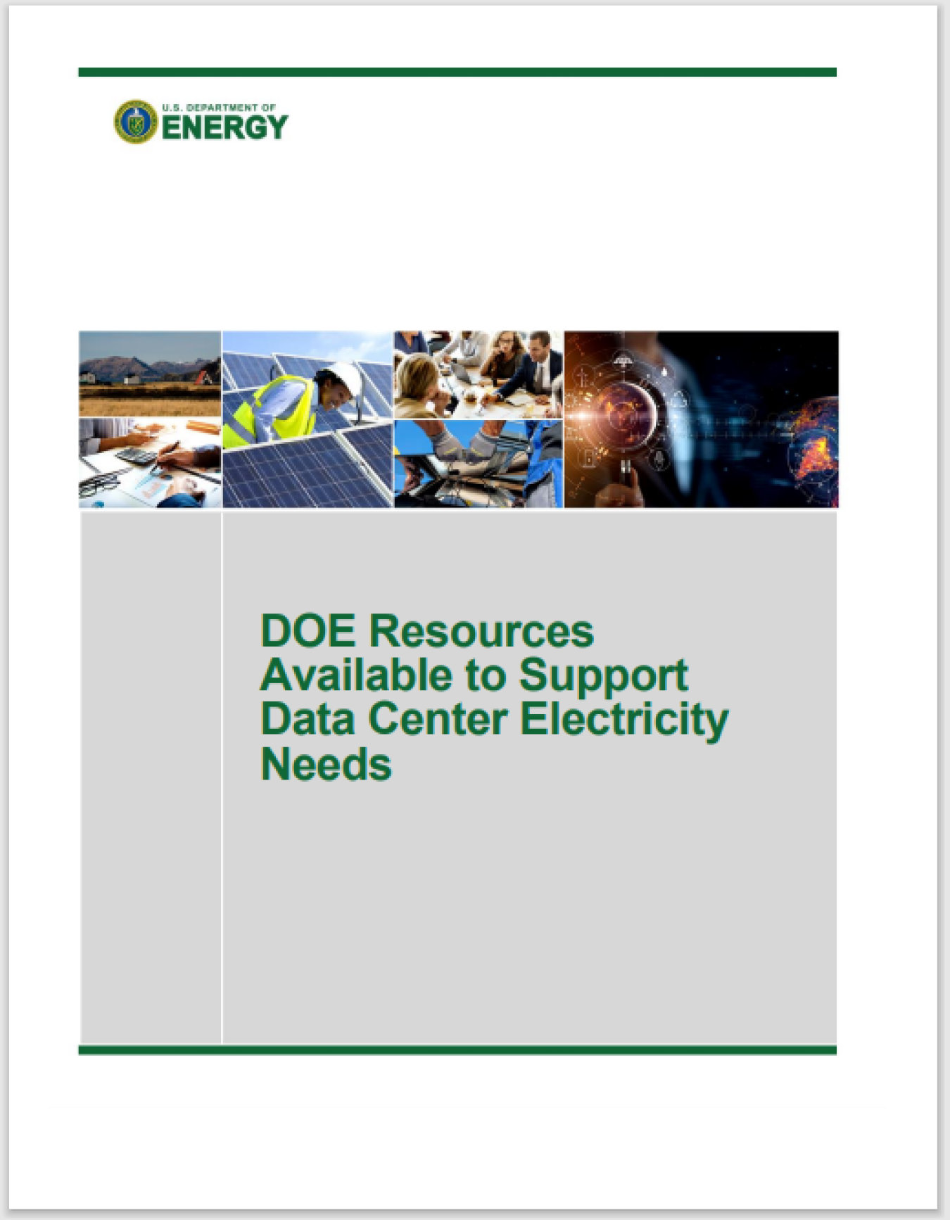 DOE Resources Available to Support Data Center Electricity Needs