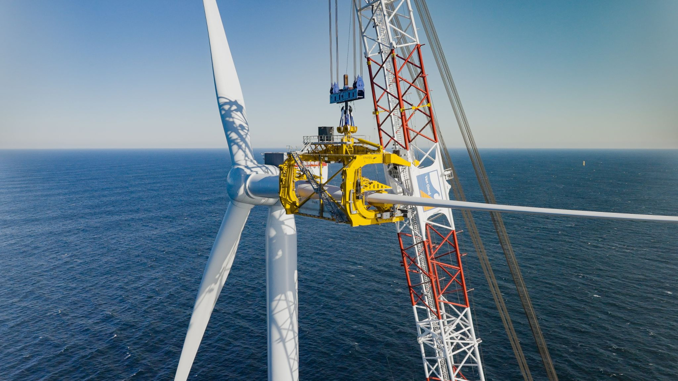 Offshore wind turbine on ocean waters