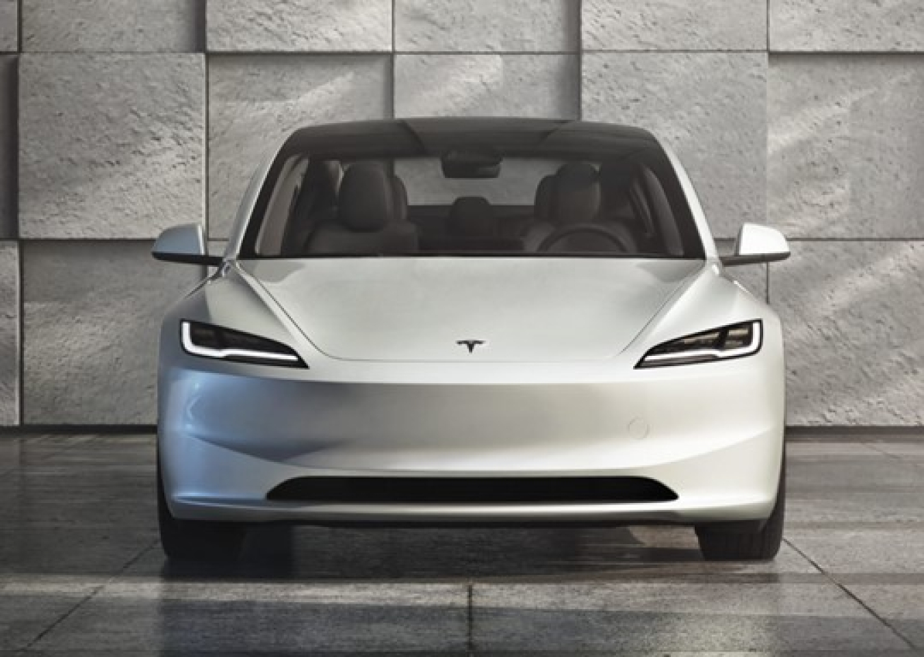 A white Tesla Model 3